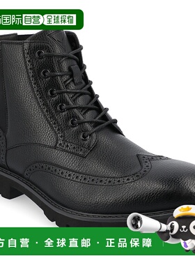 自营vance co.Vance男式蝴蝶结系带脚踝靴-黑色 美国奥莱直发