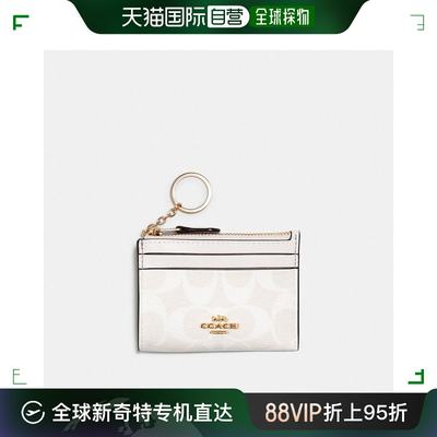 美国直邮COACH 迷你纤细 Id 保护套，采用标志性帆布 88208 金色/