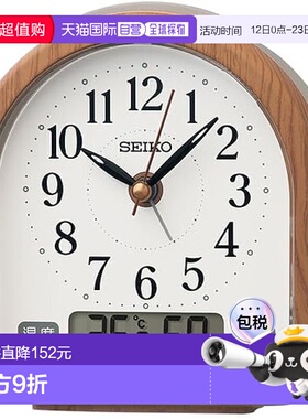 【日本直邮】Seiko精工 闹钟 棕色木纹 112×108×55mm KR523B