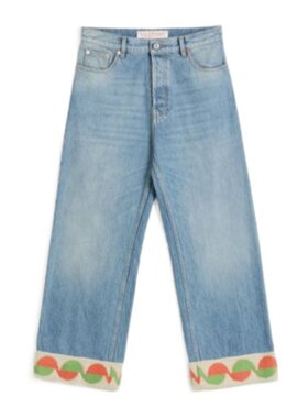 VALENTINO 男士牛仔裤 VDE06GAS6558 SS2025 蓝色 腰带环牛仔裤