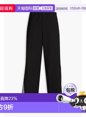 1h可退 香港直邮Sandro 女士 罗缎边斜纹布阔腿裤 SFPPA01194BLAC