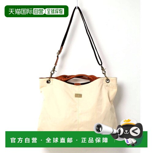 日本直邮florge 尼龙或棉与皮革搭配带板托特包[FL8218AW02658] /