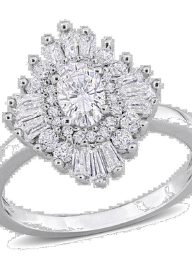 自营 925 纯银 Mimi & Max 2 3/8 CT TGW 创作白色蓝宝石花卉戒指