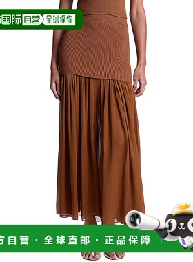 自营 A.L.C.海登丝绸镶边裙-棕色 A字裙半身裙美国直发奥莱