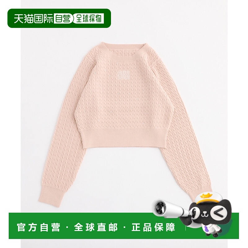 1h可退 日本直邮NICE CLAUP 女装 刺绣logo 宽松短款 针织上衣 01