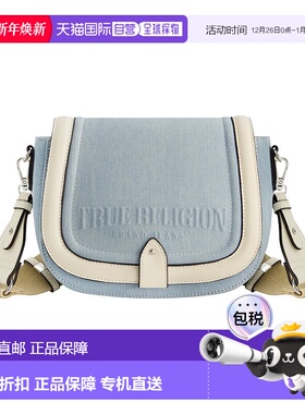 自营 True Religion 仿旧徽标牛仔马鞍包 - 浅蓝色 美国奥莱直发