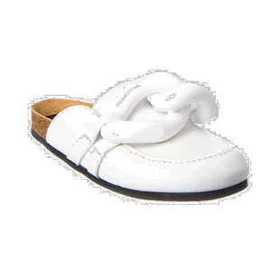 自营 JW Anderson 链条皮革穆勒鞋 - 白色 单鞋拖鞋 美国直发奥莱