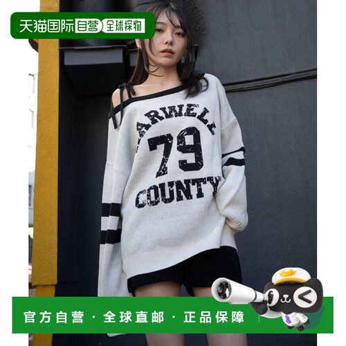 日本直邮WEGO 女装 2WAY图形单肩针织衫 WE26SP02L0013学院风