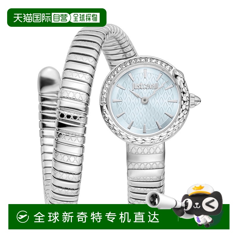 自营 Just Cavalli女式蛇316L不锈钢手表-银色 美国奥莱直发