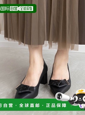 日本直邮RANDA 单字图案丝带高跟鞋 RA041BW14853 黑色单鞋