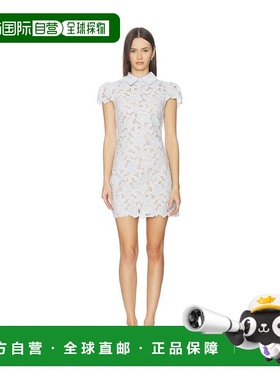 1h可退 香港直邮Self-Portrait 女士 蓝色凸纹花边蕾丝迷你连衣裙
