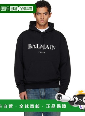 1h可退 香港直邮潮奢 Balmain 巴尔曼 男士 黑色 Printed 连帽衫