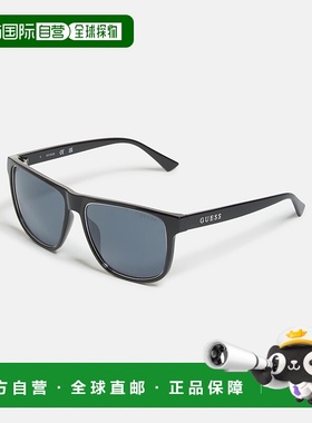 自营 guess塑料方形太阳镜 - 闪亮黑色/烟镜 美国奥莱直发