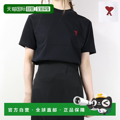 日本直邮AMI PARIS 徽标圆领T恤 BFUTS035.724 女士短袖徽标T恤圆
