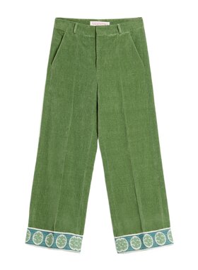 VALENTINO 男士休闲裤 VRBJ74AM2LR1 CO 绿色 天鹅绒休闲裤