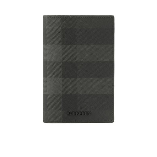 BURBERRY 男士钱包 80732781 SS2025 灰色 logo标识格纹护照夹