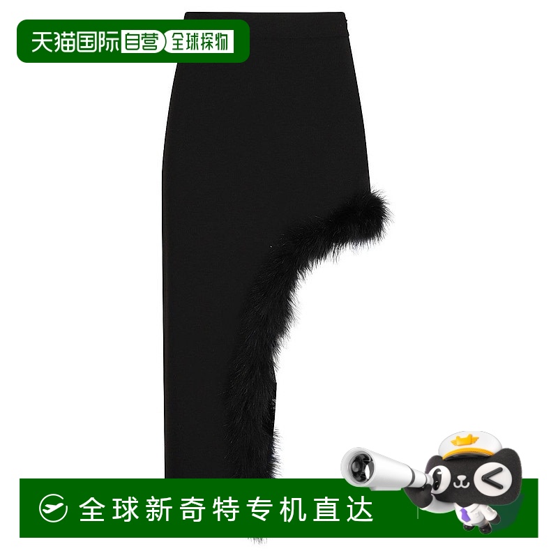 自营amen高腰不对称羽毛裙-黑色 【美国奥莱】直发