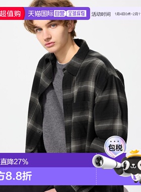 日潮跑腿UNIQLO优衣库 法兰绒格纹衬衫上衣 480768