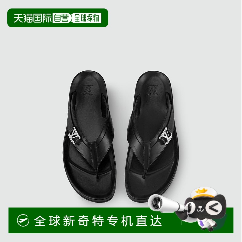 1h可退 欧洲直邮LV/路易威登 男士黑色小牛皮人字拖鞋时尚高级感
