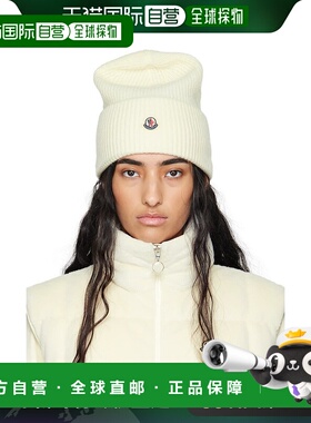 1h可退 香港直邮潮奢 Moncler 盟可睐 女士 灰白色毛线帽 J20933B