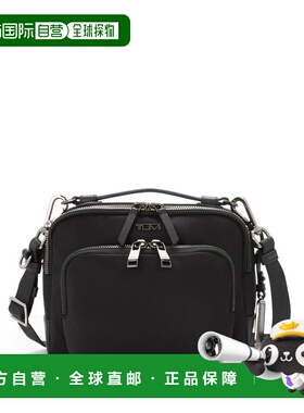 自营欧洲直邮Tumi途明 Voyageur女士黑色/枪灰色尼龙拉链开合斜挎