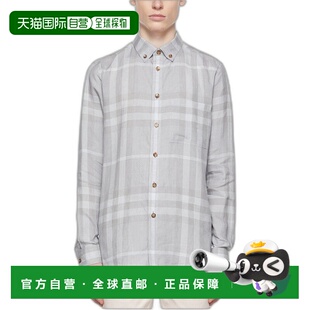 男士 白色 衬衫 AW2023 系扣领格纹亚 80509981 香港直邮BURBERRY