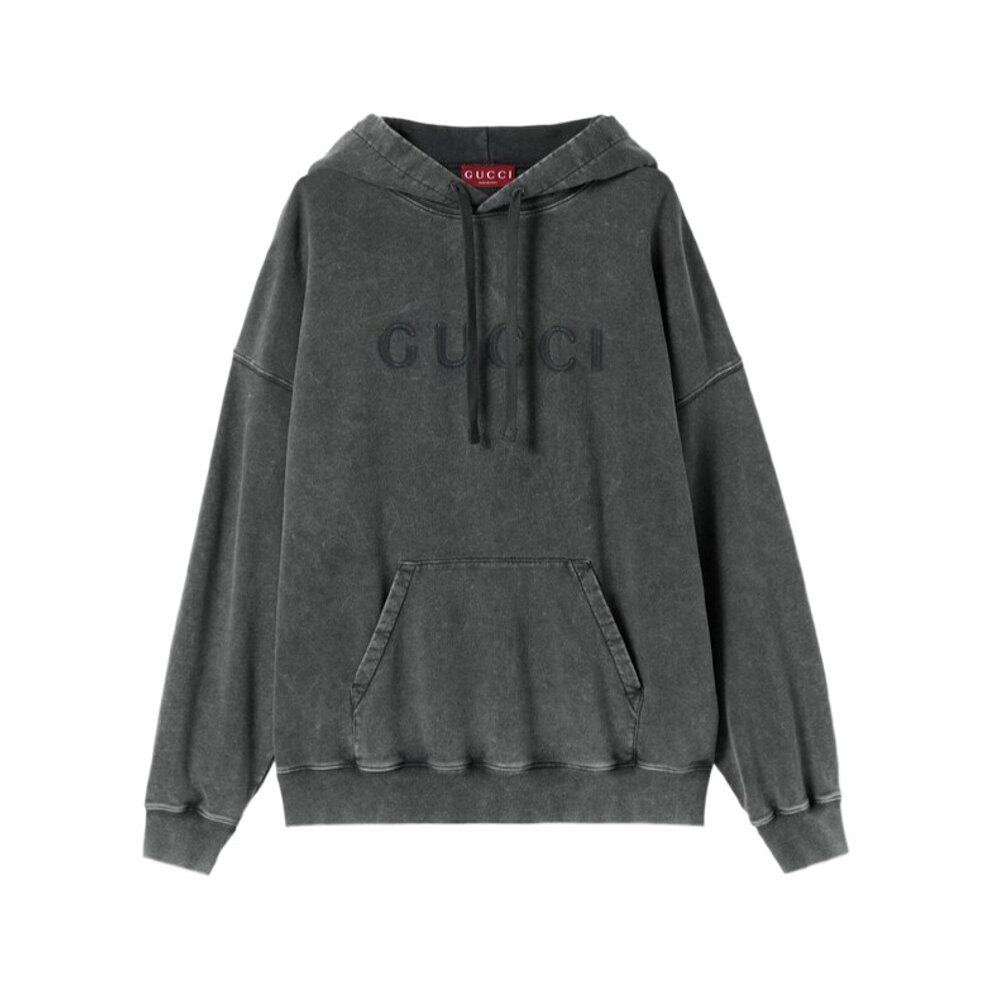 GUCCI 男士卫衣 795470XJHD31000 AW2025 灰色 印花双层针织卫衣