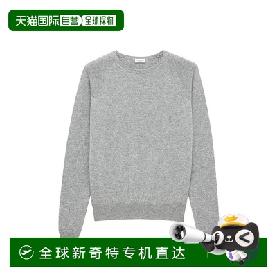 自营 Saint Laurent Cassandre羊绒男式毛衣-灰色 【美国奥莱】直