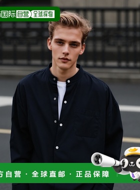 1h可退 日本直邮Starting Over 男女同款宽松大码无领衬衫 纯色条