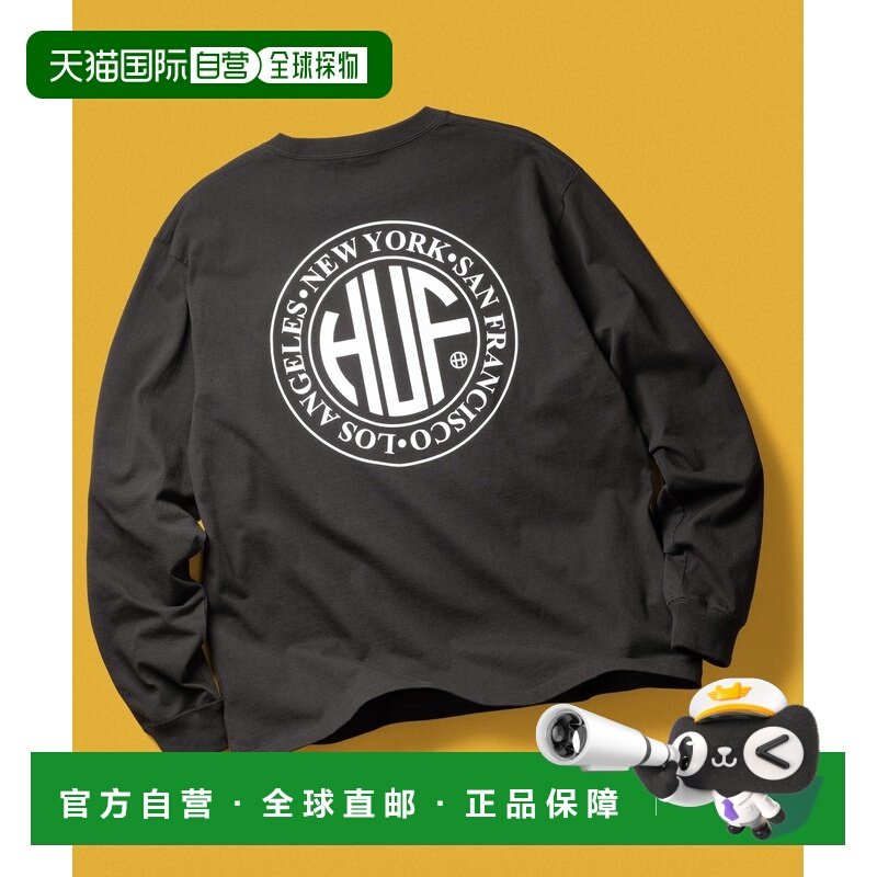 1h可退 日本直邮HUF 男女同款 全棉重磅长袖T恤 区域城市印花 26S,男装,T恤,淘宝优惠券,粉丝福利购,淘宝优惠卷