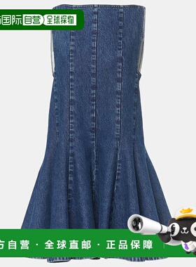 1h可退 香港直邮潮奢 KHAITE 女士 Mags 牛仔迷你连衣裙 blue蓝色