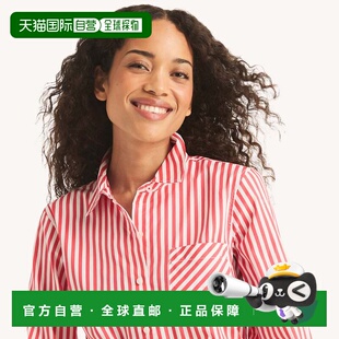 自营Nautica Womens Striped Button-Up Shirt - zinfandel 美国