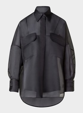 美国直邮Akris 欧根纱超大版型长袖衬衫 女士时尚优雅衬衫