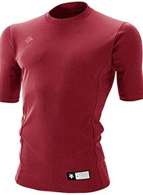 迪桑特 圆领短袖休闲FIT衬衫 黑色 运动 棒球 XO