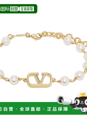 香港直邮潮奢 Valentino 华伦天奴 女士 金色 & 白色 VLogo Signa