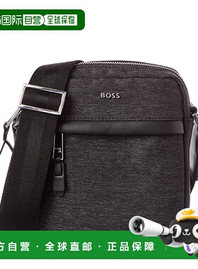 自营Hugo Boss Highway NS Zip Leather-Trim Reporter Bag - gre