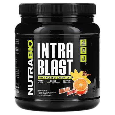 香港直邮Nutrabio Labs,Intra Blast，锻炼中肌肉燃料，香橙芒果1