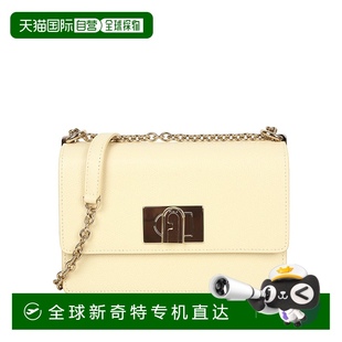 潮流百搭 香港直邮Furla芙拉女士单肩包黄色皮质旋扣翻盖链条时尚