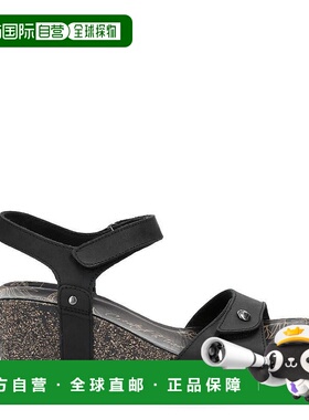 自营 panama jack女式Julia B1楔形黑色皮革凉鞋-黑色 美国奥莱直