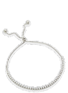 自营 savvy cie jewelsSs 925 镀玫瑰白色 Cz 拉手手链 - 白色 美