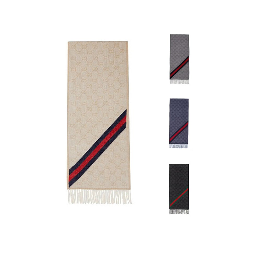 香港直邮GUCCI古驰男女同款双G流苏羊毛绒线围巾披肩柔软舒适优雅
