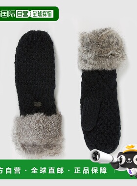自营 Pajar 女士 Hail Heather 粗针织手套，带人造毛袖口 - 黑色
