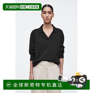 欧洲直邮COS 女士黑色真丝POLO衫 新款