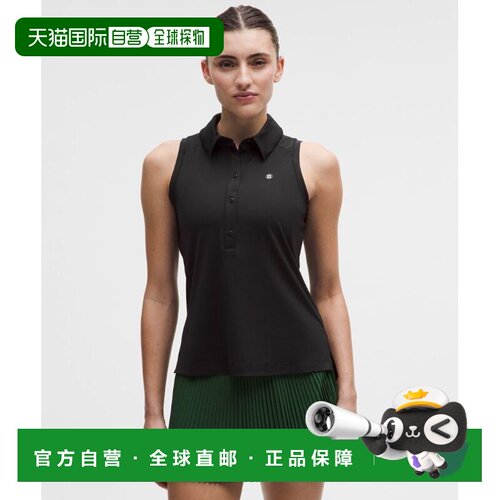 韩国直邮lululemon快干无袖Polo衫 直筒下摆 标志上衣女装