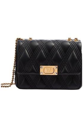 VALENTINO 女士斜挎包 WB0R07XCA0NO CO 黑色 中号徽标单肩包