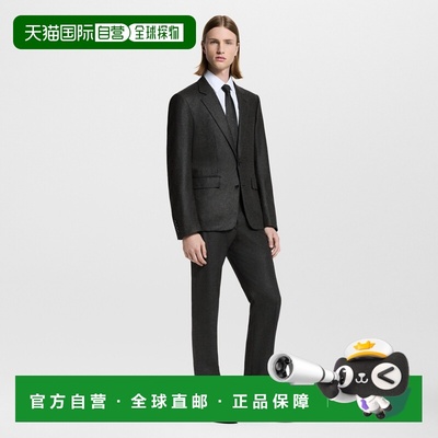 自营1h可退 欧洲直邮LV路易威登 Gaston系列男士深灰色羊毛单排扣