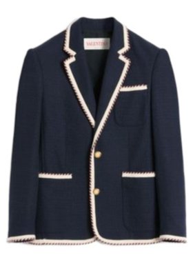 VALENTINO 男士夹克 VCEG75AMR598 SS2025 蓝色 长袖西装夹克