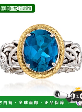 自营 Ross-Simons 伦敦蓝色托帕石拜占庭式戒指 14 克拉黄金和纯