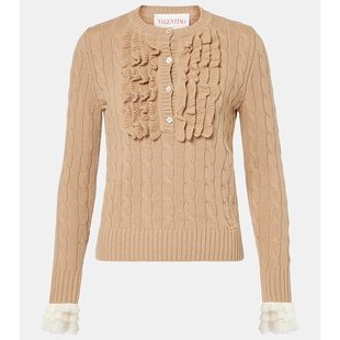 荷叶边粗线针织初剪羊毛毛衣 女士 000276 华伦天奴 Valentino