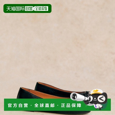 自营欧洲直邮Sezane 女士黑色羊皮芭蕾舞鞋新款